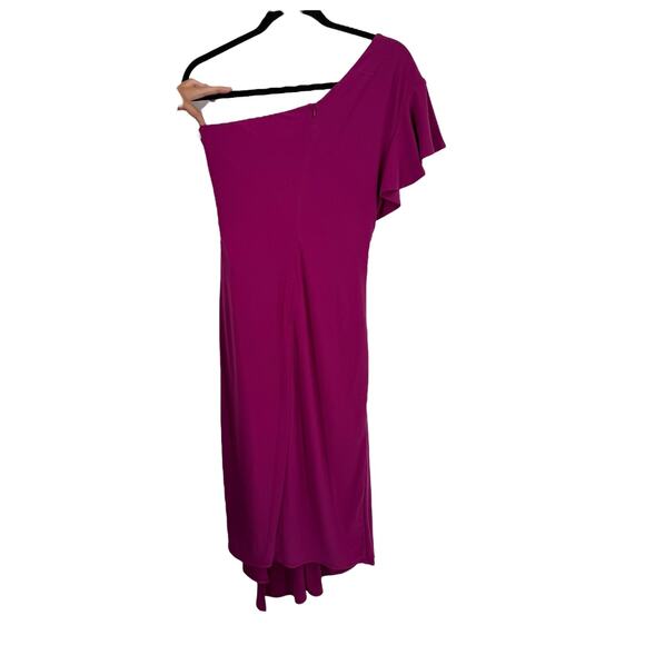 MacDuggal One shoulder midi length jersey dress pink size 4 - Picture 5 of 8